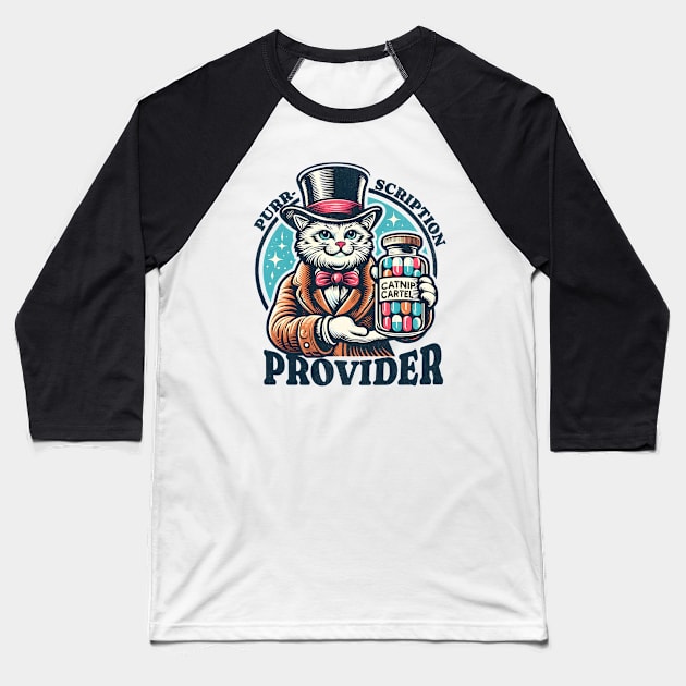 Funny Cat Dealer Baseball T-Shirt by BeanStiks